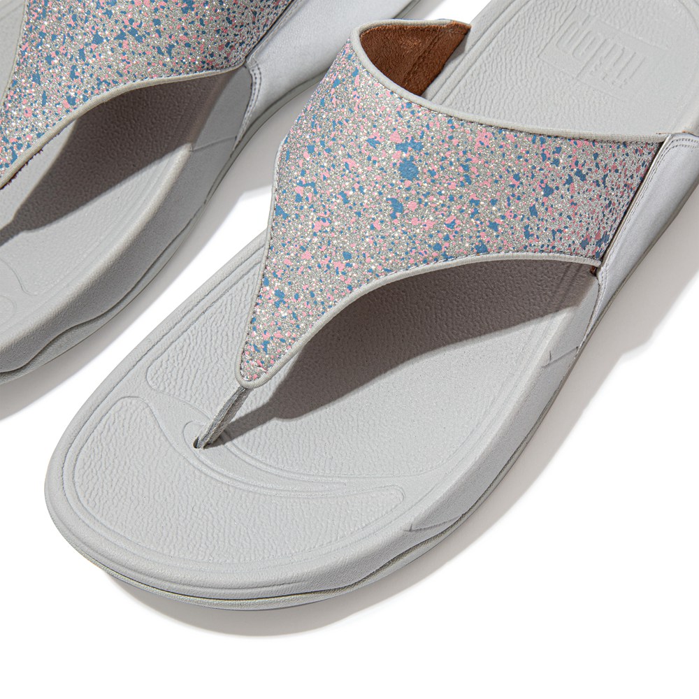 Fitflop Womens Sandals Silver - Lulu Shimmer Toe-post - WI4952638